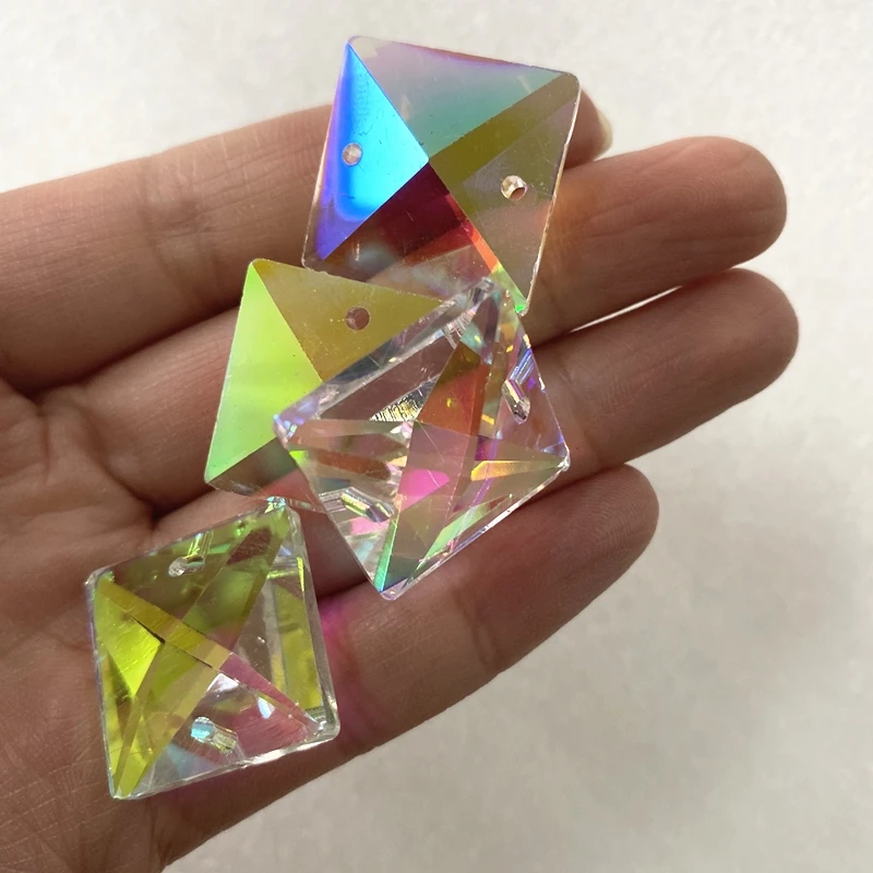 

14mm-30mm AB Color Crystal Square Beads In 2 Holes 100pcs For Home Decoration Accessories Crystal Curtain Beads