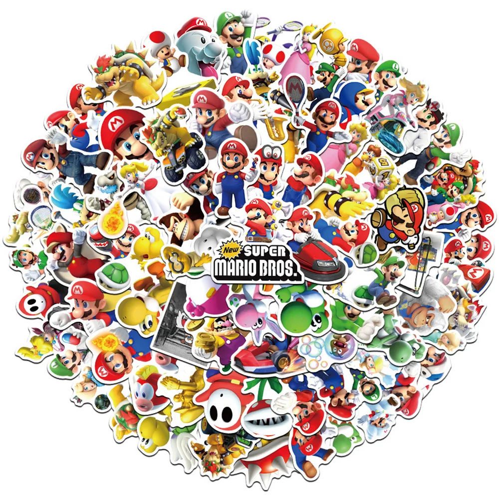 10/30/50/100pcs Anime Cartoon Super Mario Bros gry naklejki deskorolka gitara rowerowa Laptop telefon wodoodporna naklejka motocyklowe