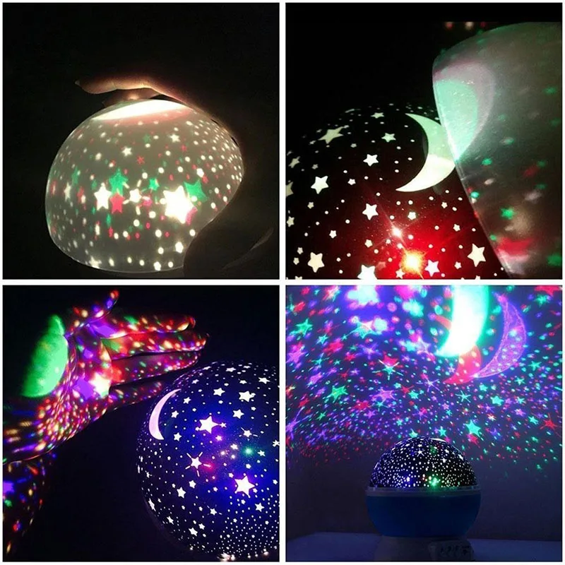 Star Projector Table Lamp Rechargeable Children Bedroom LED Night Light Baby Lamp Rotating Starry Nursery Moon Galaxy Projector