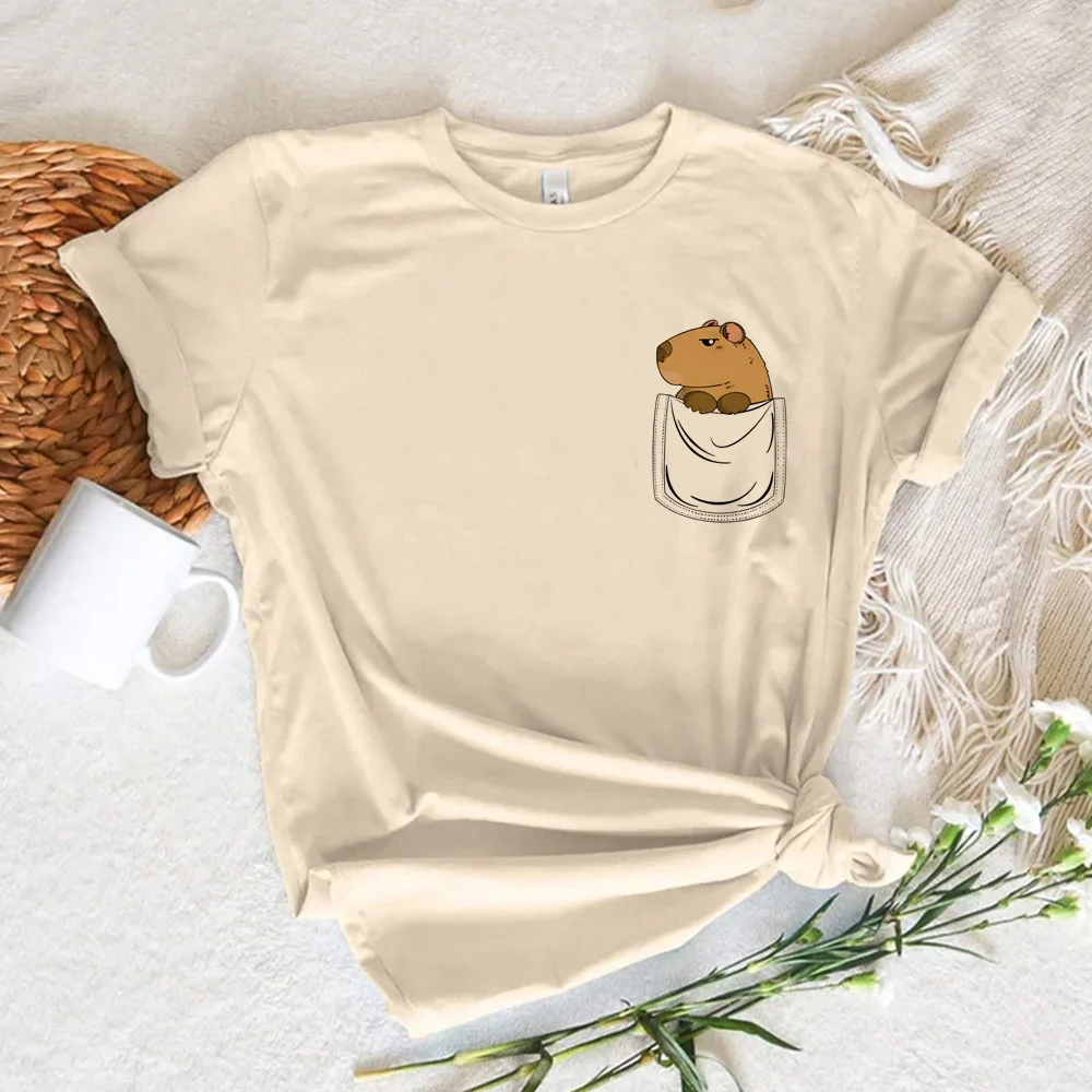 

Capybara Tee women funny streetwear manga top female 2000s designer comic clothes