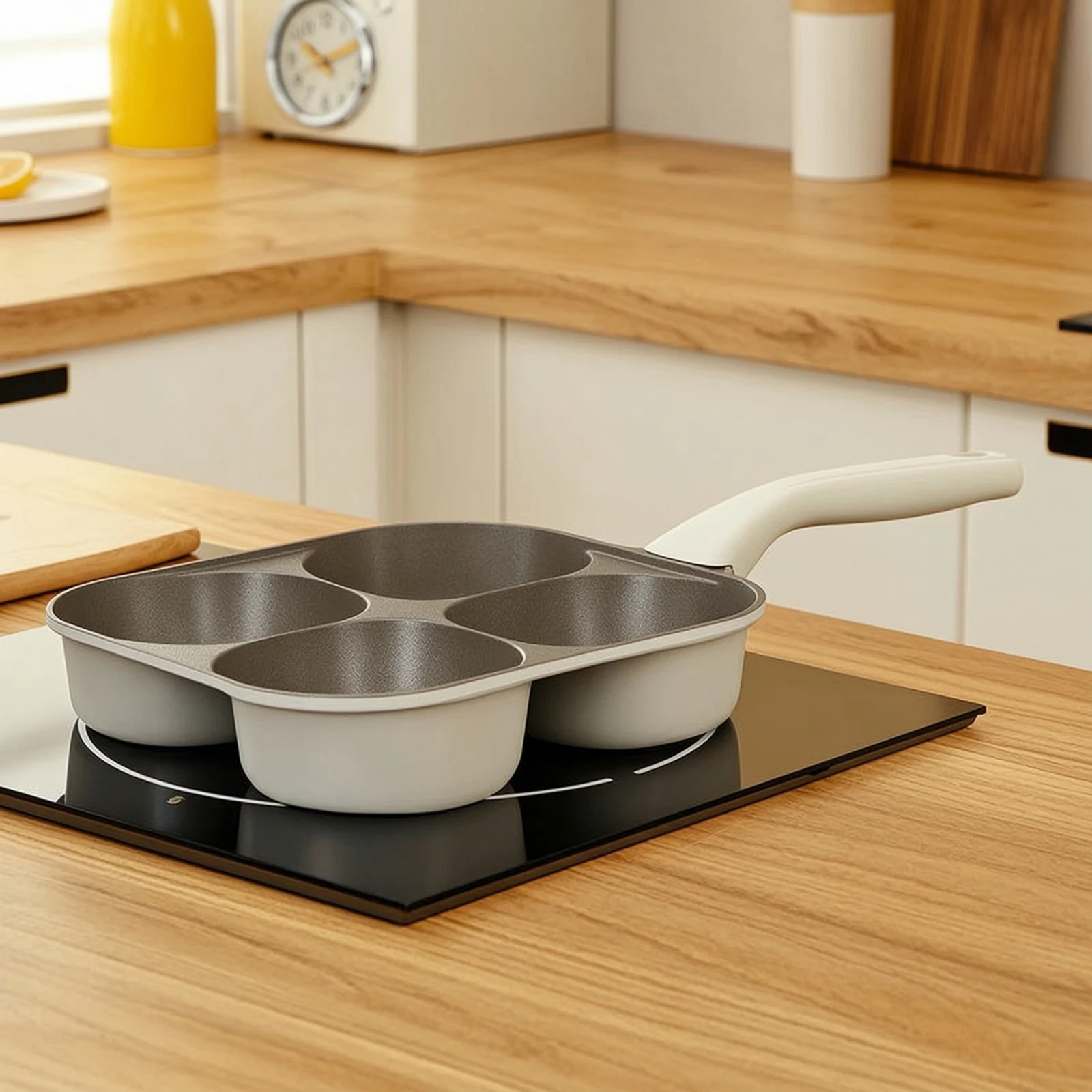 Four-Cavity Frying Pan Easy to Clean Egg Pan with Four Cavities Egg Skillet Compact Cookware Long-Lasting for Students