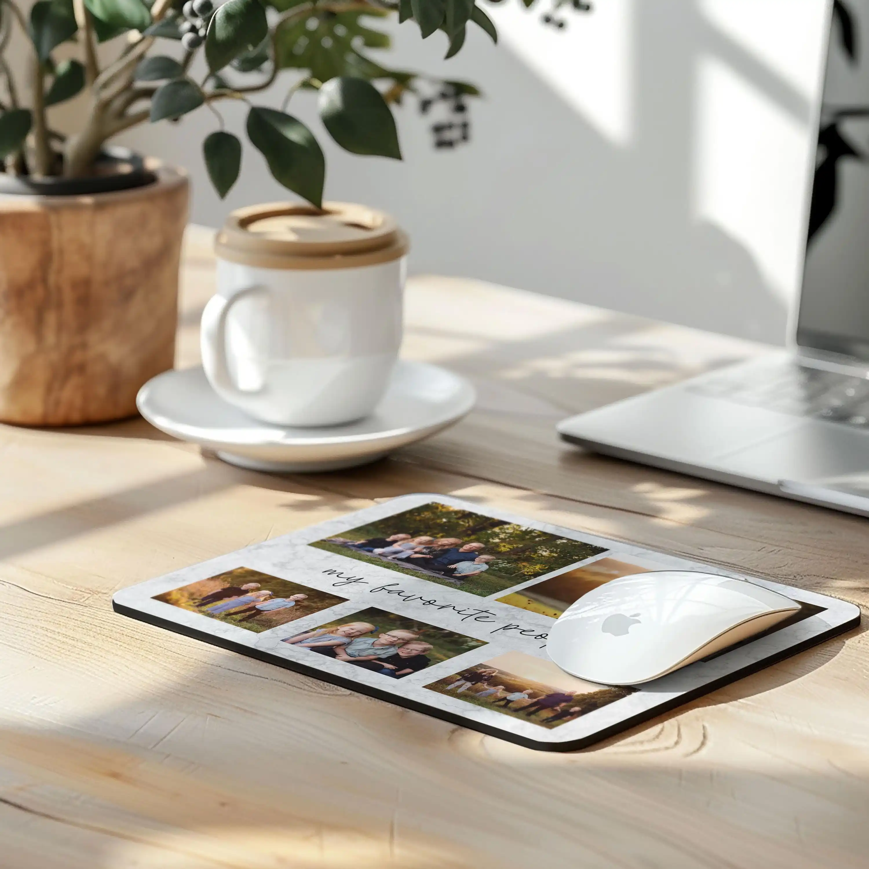 Personalized Photo Collage Mousepad, Custom Text Desk Mat, Custom Family Couple Picture Gift, Work From Home Decor