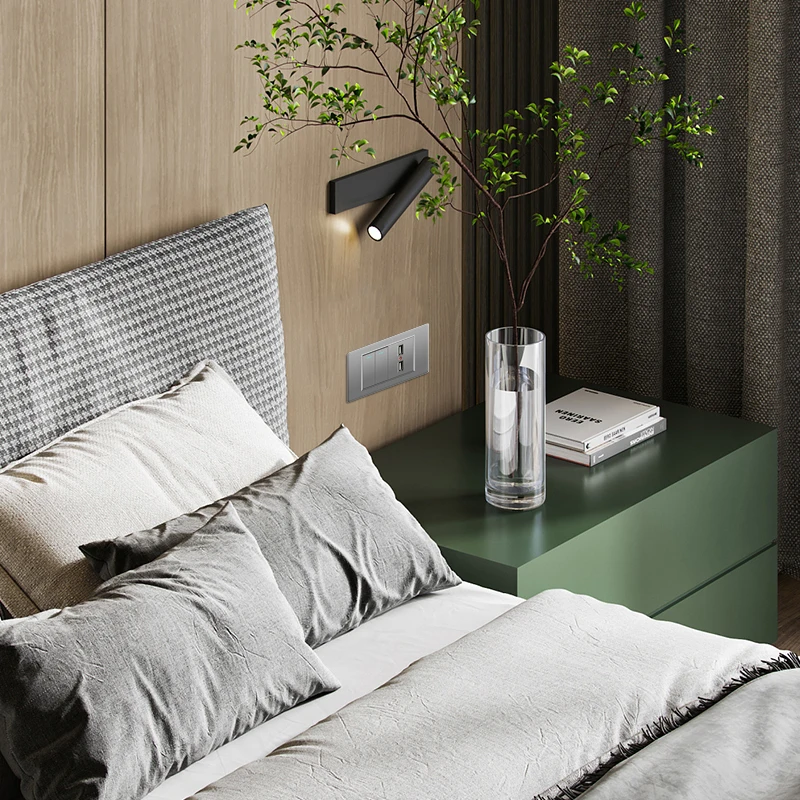 Brazil standard 16A/20A wall socket light switch,USB Type-C cable TV port module Grey PC panel power socket home switch