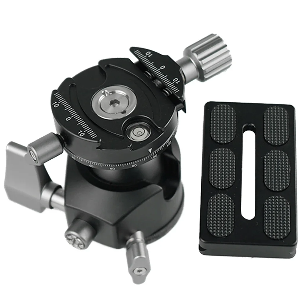 

360 Angle Dual Panoramic Rotation 1/4" 3/8" Camera Tripod Ball Head Mount for DV DSLR Camera with quick release plate