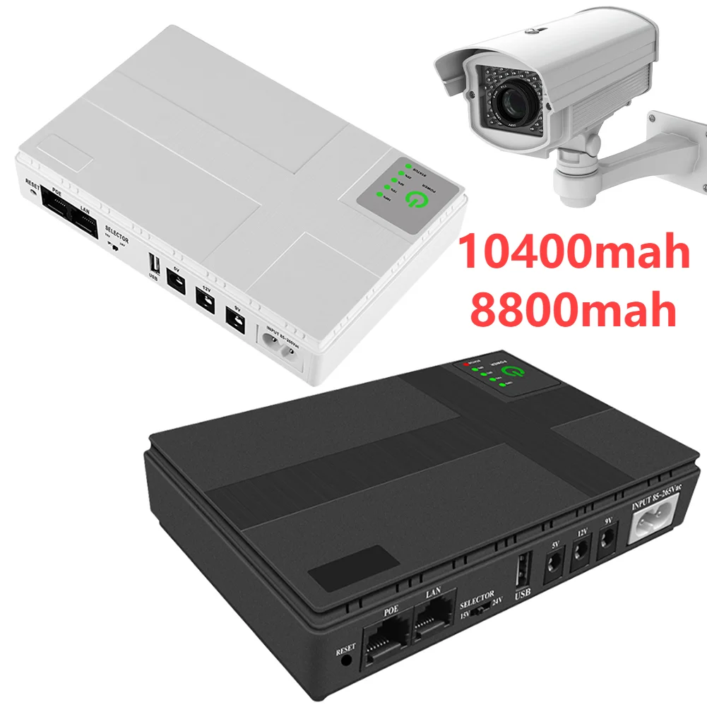 Fuente de alimentación ininterrumpida de 10400mAh/8800mah, fuente de alimentación de respaldo de 5V/9V/12V, adaptador óptico Cat incorporado