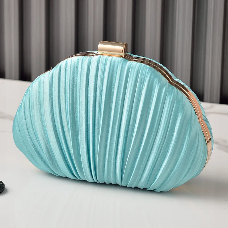 

Плиссированные абрикосовые сумки на ремне с цепочкой, роскошная вечерняя сумка с дизайном ракушки, элегантная банкетная сумка для женщин