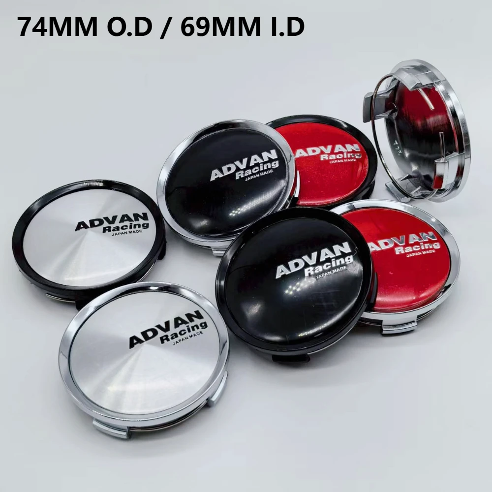 

4pcs 74MM ( 69MM I.D) Car Wheel Center Caps With Advan Logo Emblem Badge Wheels Hub Rim Hubcaps Centre Cover Replace Accessories
