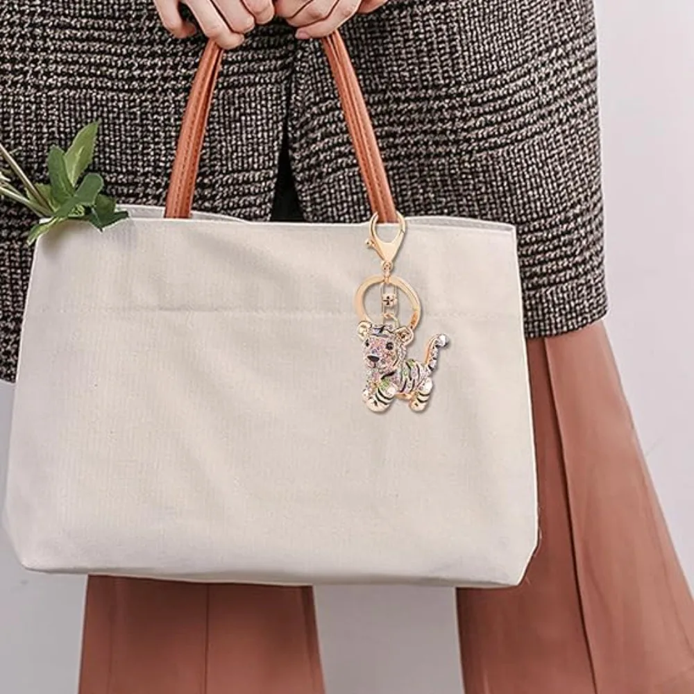 جديد لسلسلة المفاتيح كيرينغ لطيف النمر المعادن بلينغ بلورات حجر الراين الموجودة في قاعدة المفتاح سحر قلادة لحقائب اليد ، المفاتيح ، الملونة #5