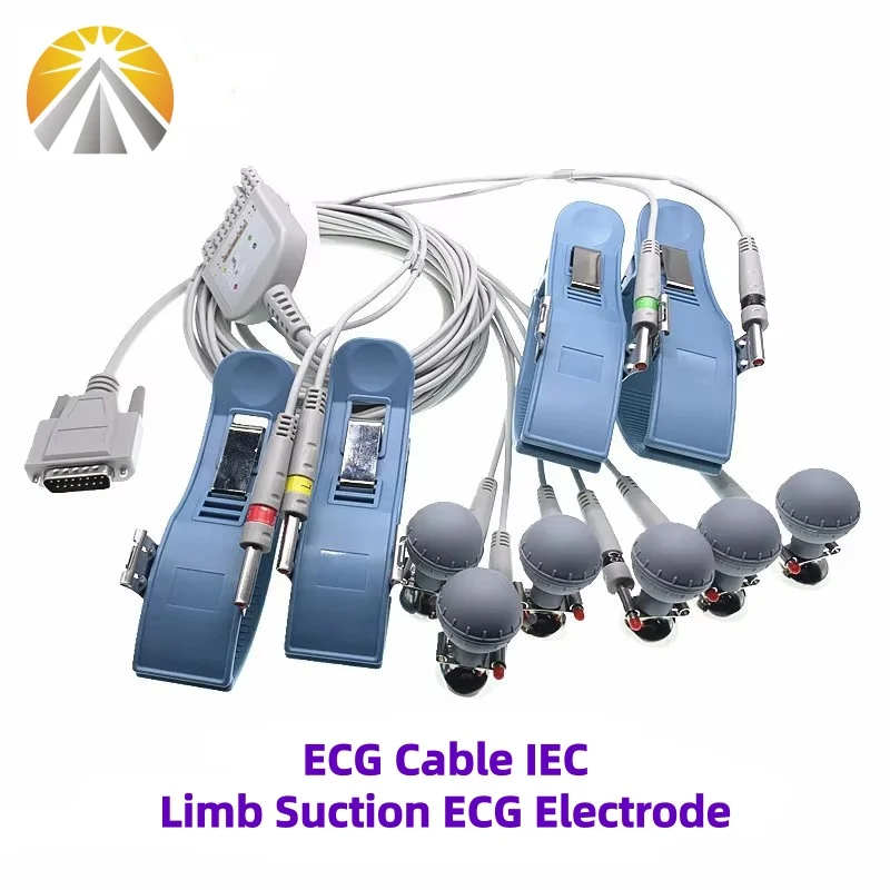 ECG Cable For Nihon Kohden Biocare EKG Cable Comen One Piece 10 Leads DB15 Banana 4.0 Full Set Suction Limb Clip Electrode Pads - view 2