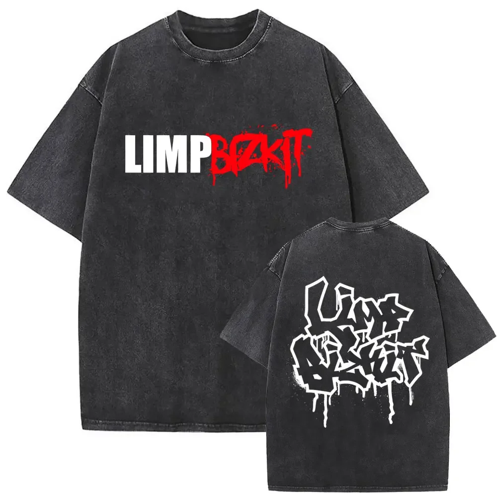 Washed Vintage Rock Band Limp Bizkit T-shirt Men Women Casual