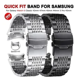 No Gaps Stainless Steel Strap For Samsung Galaxy Watch 6 Classic 47mm 43mm 40 44mm 5Pro 45mm Quick Fit Band For 4Classic 42 46mm