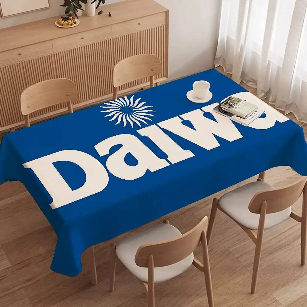 Fashion D-Daiwa Logo Table Stain Resistant Decorative Washable Polyester Tablecloths for Dining Table Parties and Wedding