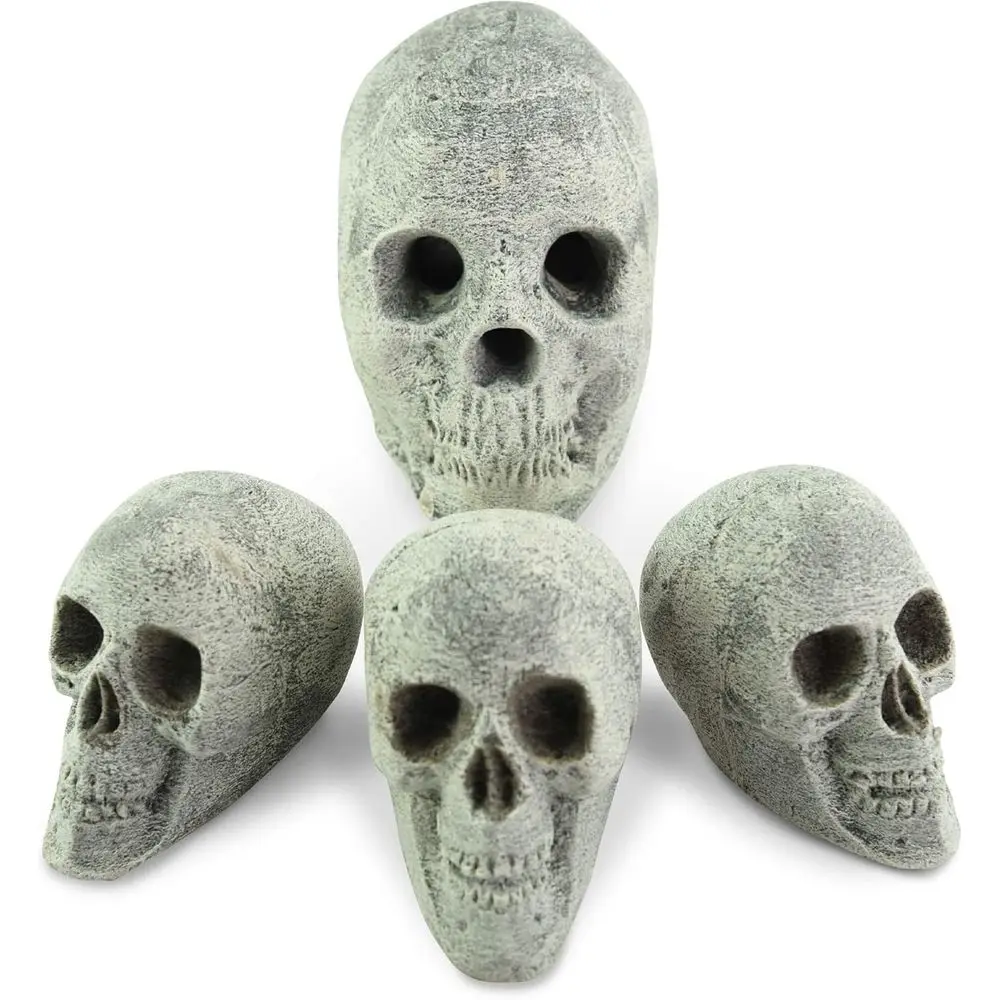 

Набор огнестойких черепов для костровых ям и каминов - полноразмерный череп и 6 маленьких черепов натурального серого цвета
