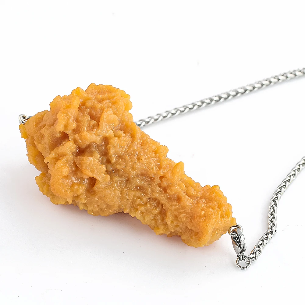 Simulation Fried Chicken Leg Pendant Necklace for Women and Men Food Charms Choker Cute Funny Accessories Fashion Jewelry Gift image 6