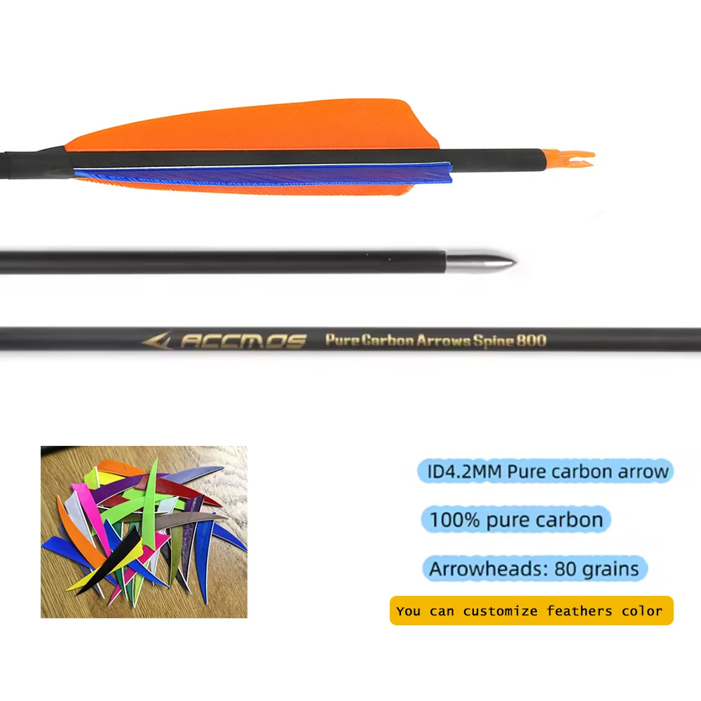 

6/12/18 шт., стрела из чистого углерода, 28 дюймов, 29 дюймов, 32 дюйма, позвоночник, 600, 700, 800, 900, 1000, 1100, 1300, 1500, 1800ID, 4,2 мм, стрельба из лука для изогнутого лука