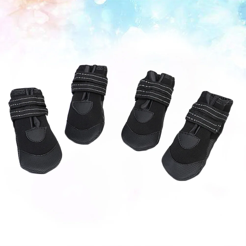 

4Pcs Pet Luminous Waterproof Rain Boots Flexible PVC Anti-Slip Dog Puppy Shoes Candy Colors Size 1 Black Pet Rain Boot