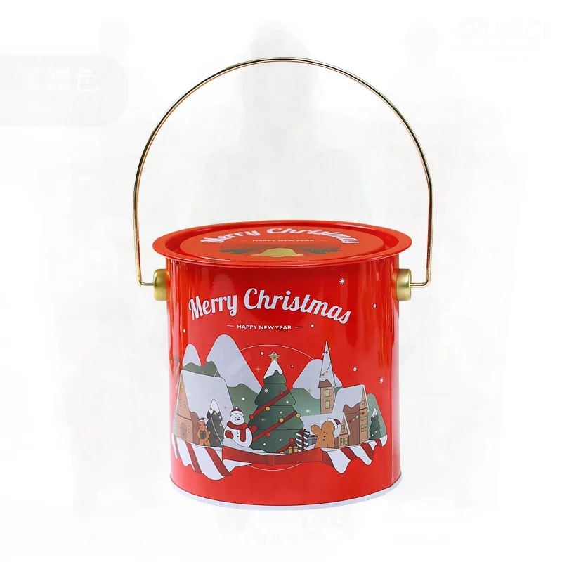 

Рождественское железное ведро, креативная жесть, ручная жесть, конфеты, печенье, упаковка для десерта, подарочная коробка для праздничных лакомств