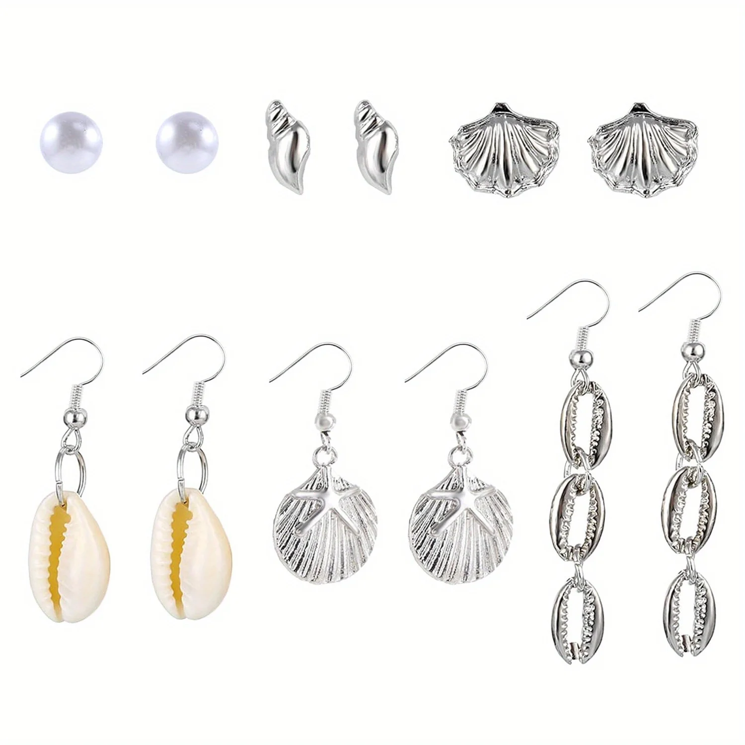 

Boho Beach Summer Sea Shell Earrings for Women Tropical White Natural Scallop Shell Jewelry