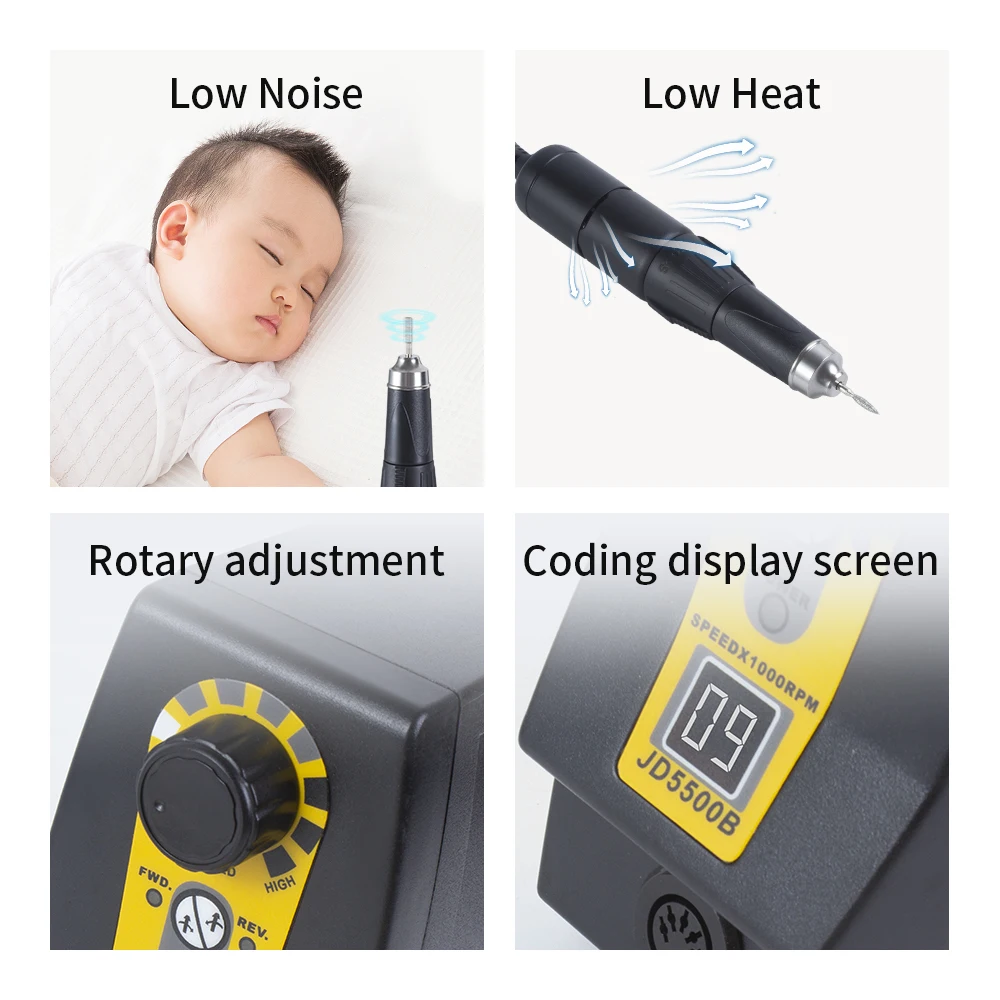 JSDA-Ferramentas Elétricas de Manicure e Pedicure, Equipamentos De Arte De Unhas, Display LCD, Máquina De Broca Profissional, JD5500B, 85W, 35000rpm, Venda Quente