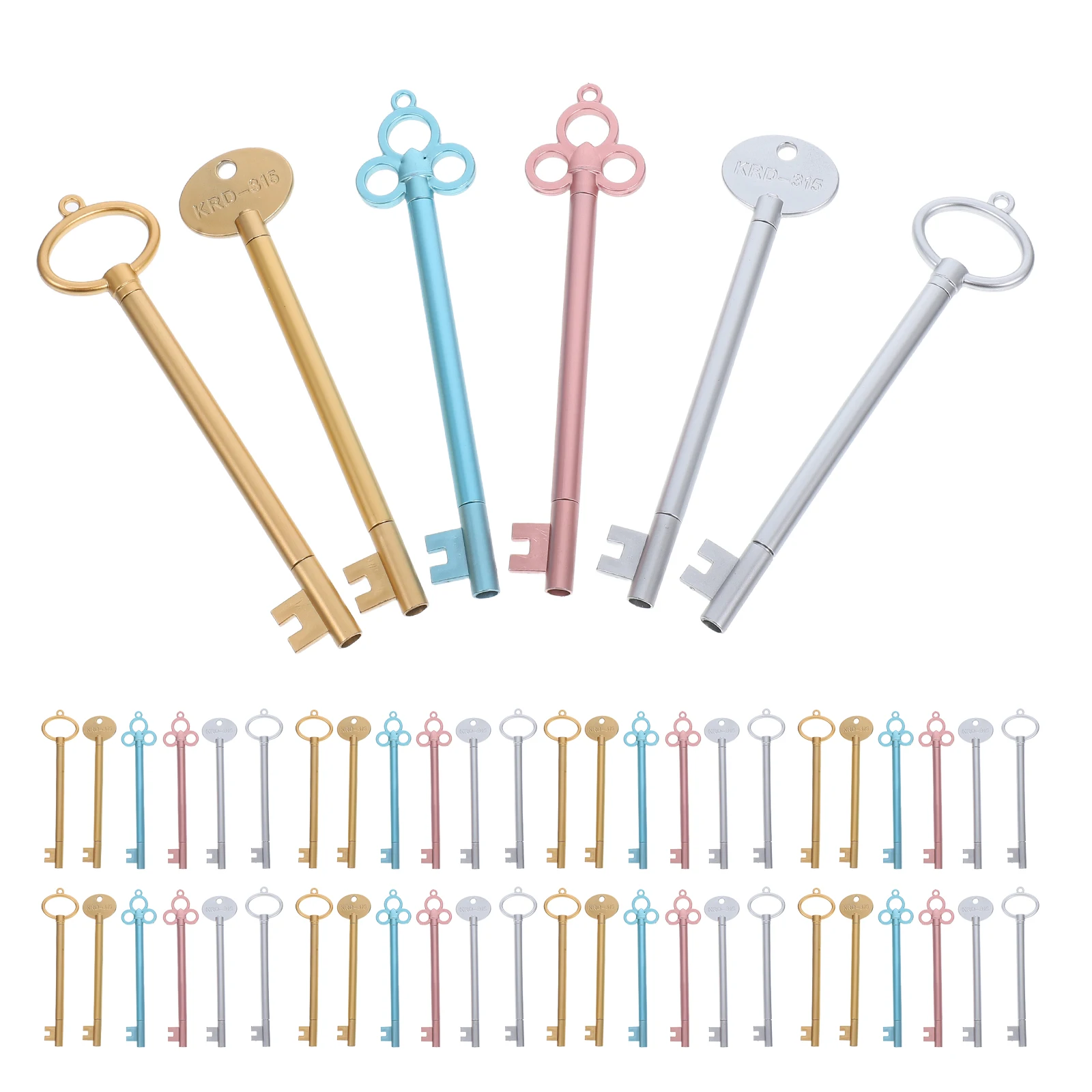 

60PCS Key Shape Pen Plastic Material Writing Drawing School Office Supplies Stationery Set Fun Pens