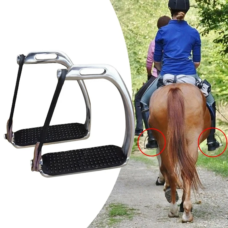 

Hot High Strength Stirrups Riding Safety Stirrups Silver Polish Stainless Steel Stirrups Outdoor Racing Kid Equipment