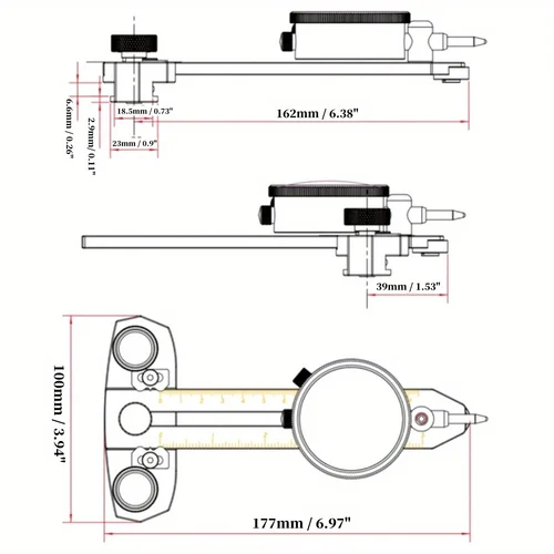 Imagen 2 del producto Kit básico de sierra de mesa con indicador de dial de precisión para alinear y calibrar maquinaria de taller como sierras de mesa y taladros