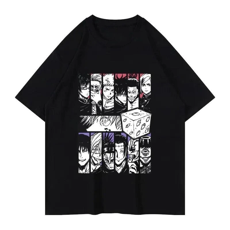

Jujutsu Kaisen Summer Pure Cotton Patterned T-shirt The Same Retro Printed Short-sleeved Shirt As Satoru Gojo and Yujin Yuki
