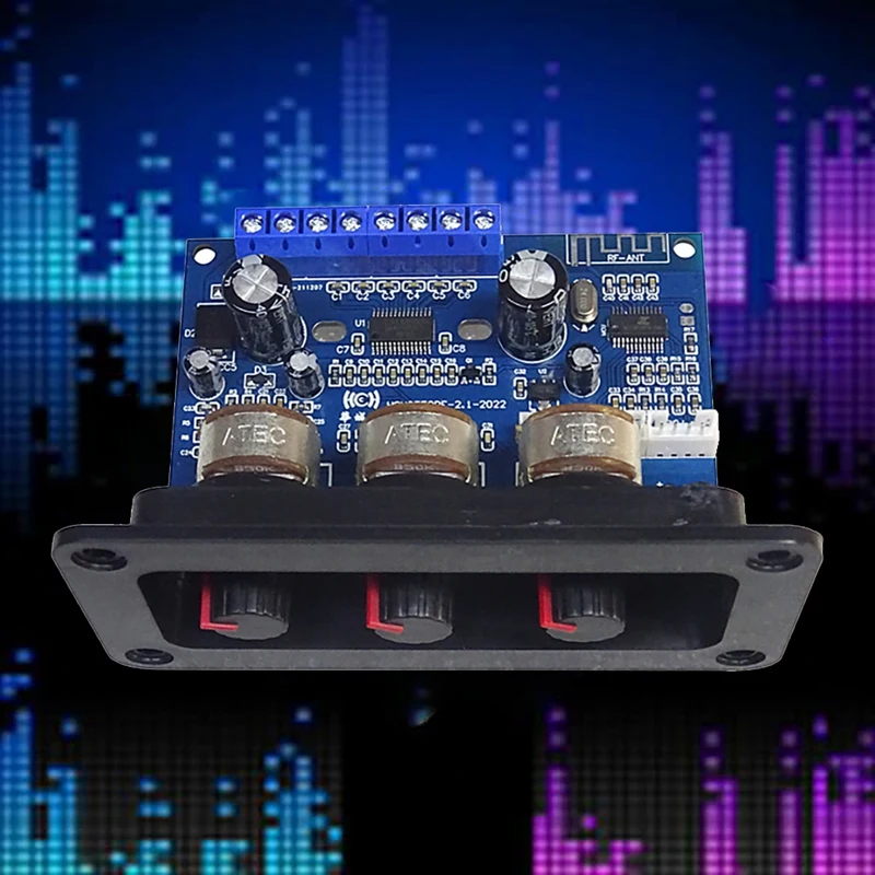 

2.1 Channel Digital Power Amplifier Board 2X25W+50W Bluetooth 5.0 Subwoofer Class D Audio Amplifier Board DC 12-20V