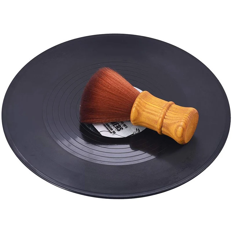 Brosse nettoyante pour disques vinyles, pour livres, CD, Longplay, avec manche en bois, anti-poussière