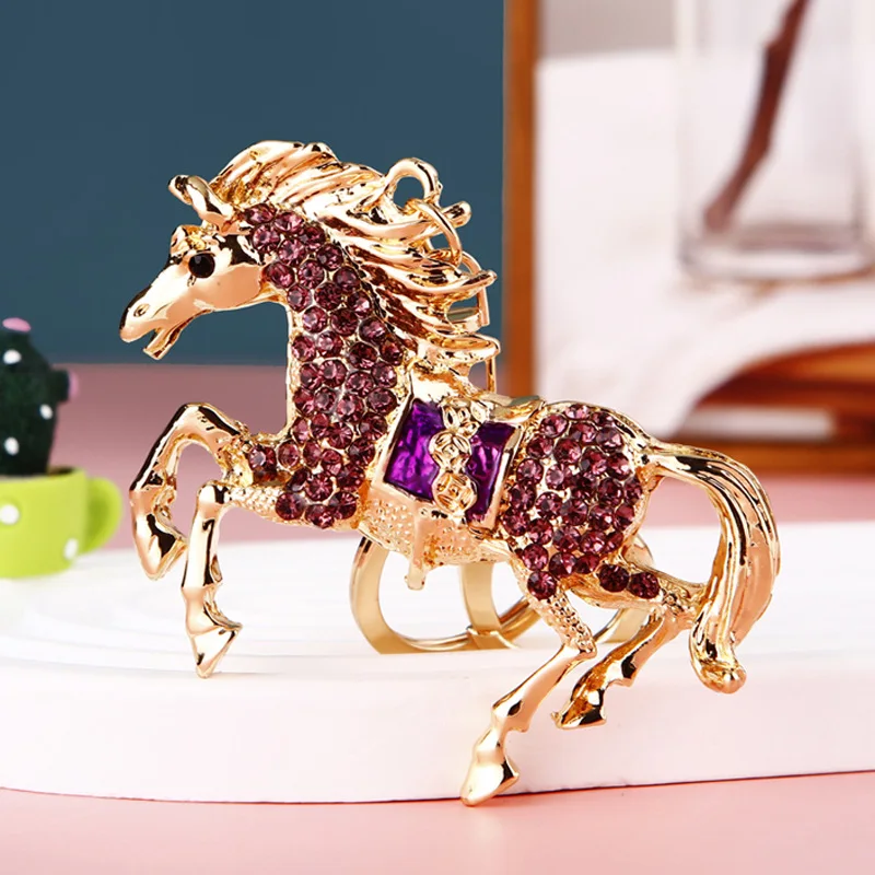 Horse Rhinestone Crystal Charm Pendant Key Bag Chain Keychains