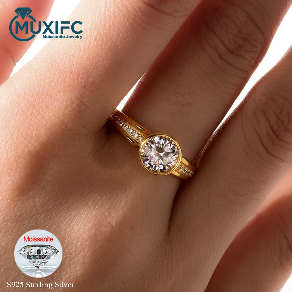 

MUXIFC 1.2CT Round Cut Moissanite Ring With GRA Certificate 925 Sterling Silver D Color Bubble Bridal Ring Wedding Fine Jewelry