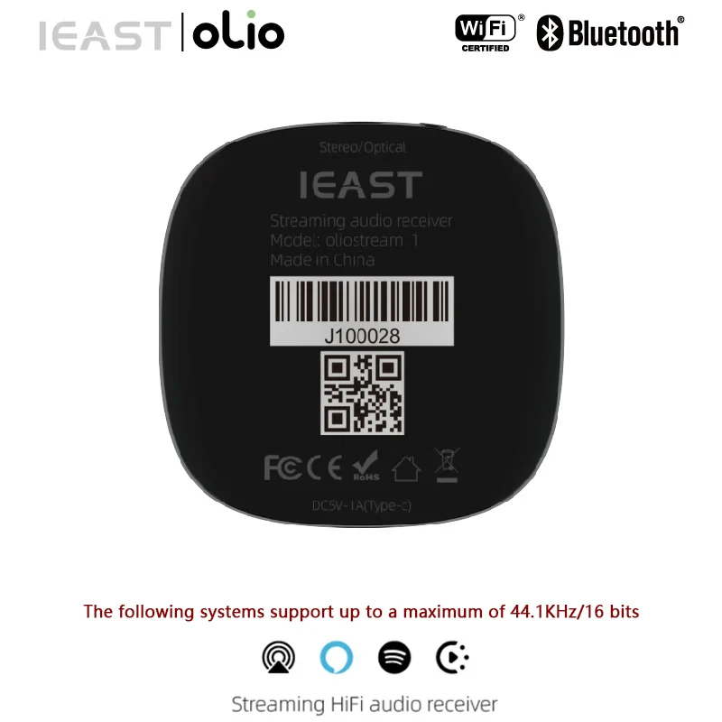 IEAST Olio WiFi 2.4G/5G& Bluetooth Receiver 5.0 Wireless Sound amplifiers Airplay 2 Music Streamer Within Tidal Connect