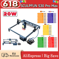 Sculpfun S30 Pro Max 20W Laser Engraver Cutter 410*400mm Air-Assist 0.08X0.1Mm Laser Focus 32-Bit Motherboard Carpentry Tools
