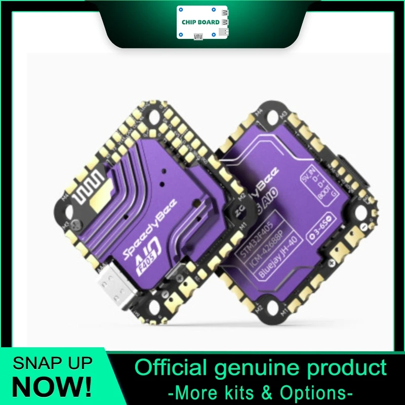 

SpeedyBee F405 AIO 40A Bluejay FC Board, 25.5x25.5 Size, 3-6S Input, All-in-One Solution for Multirotor Drones