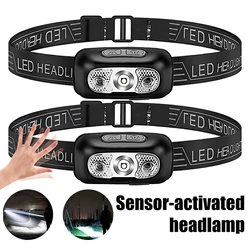 USB Rechargeable Mini Sensor Headlamp Portable Emergency Lighting Headlight Outdoor Waterproof Hiking Fishing Head Flashlight