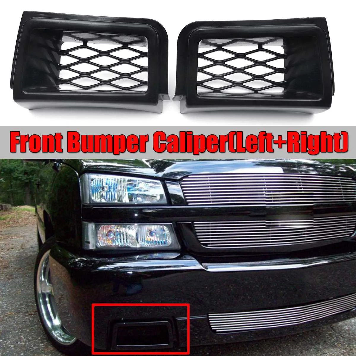 SS Style 2pcs Car Front Bumper Caliper Air Duct Grille Grill Hoods Air Outlet For Chevrolet Silverado 1500 2003-2007 Hoods