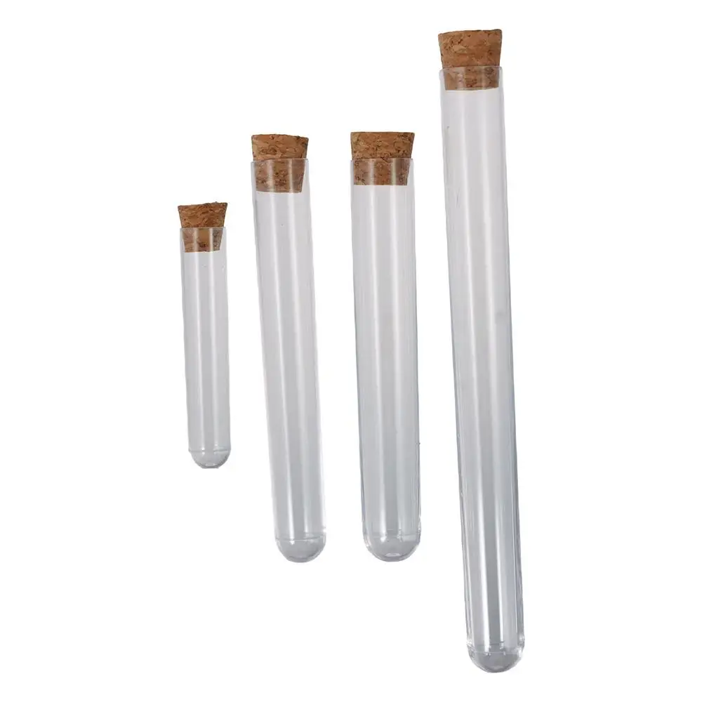 Plastic Test Tubes with Cork Stoppers Sample Display Decorations Container Round Base Storage Tubes for Scientific Experiments