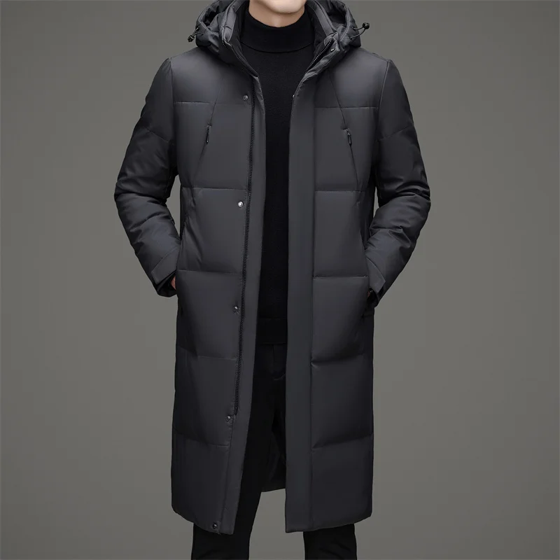 YEAE Men's Long Down Jacket Duck Down Padding Designer Clothes Men Padded Jacket Casual 2024 Male Coats for Winter Jackets Man