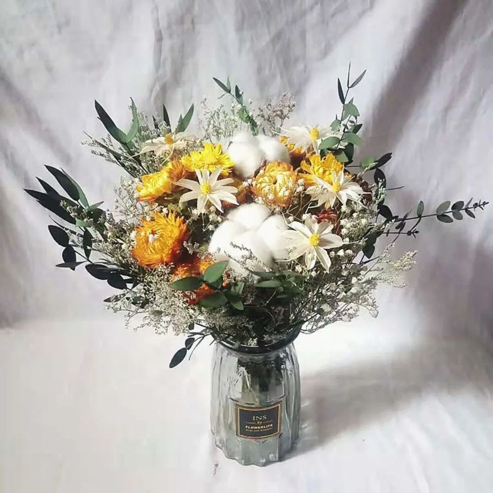 

Yunnan Natural Air Dried Real Flower Bouquet Handmade Home Living Room Decor Gift for Wedding Party Decoration Dried Florals