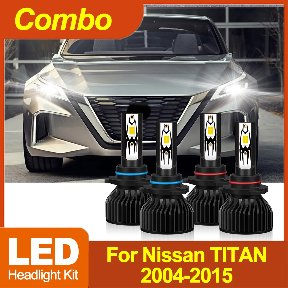 

For Nissan TITAN 2004-2015 9006 9005 LED Headlight KIT Combo Bulbs 6000K High Low Beam Super Bright White 20000LM Headlamp