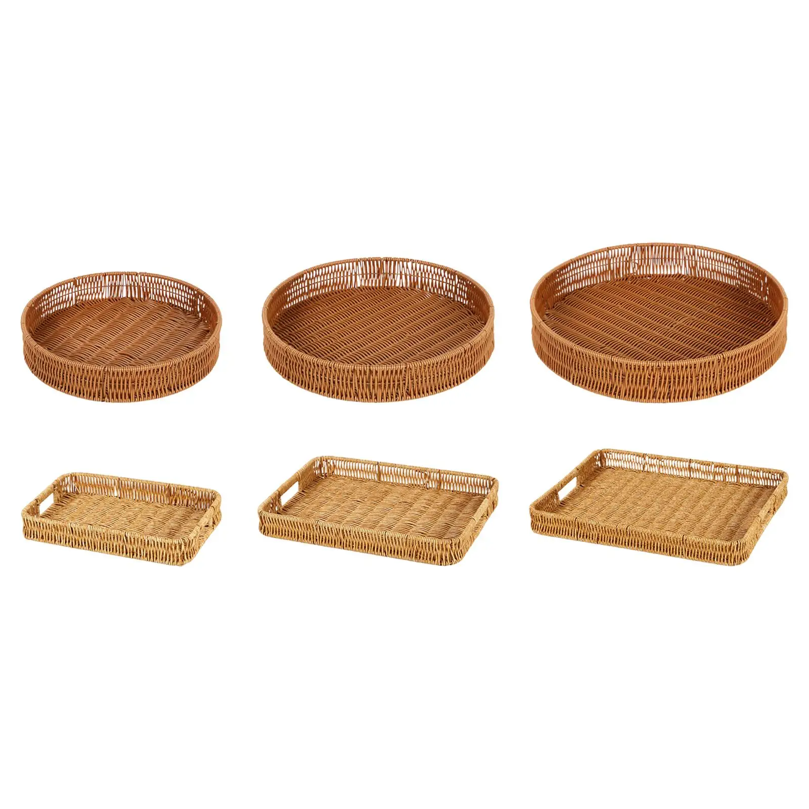 Wicker Basket Woven Container Home Decoration Dinnerware DIY Crafts Handwoven Tray Organizer for Fruit Counter Vegetables