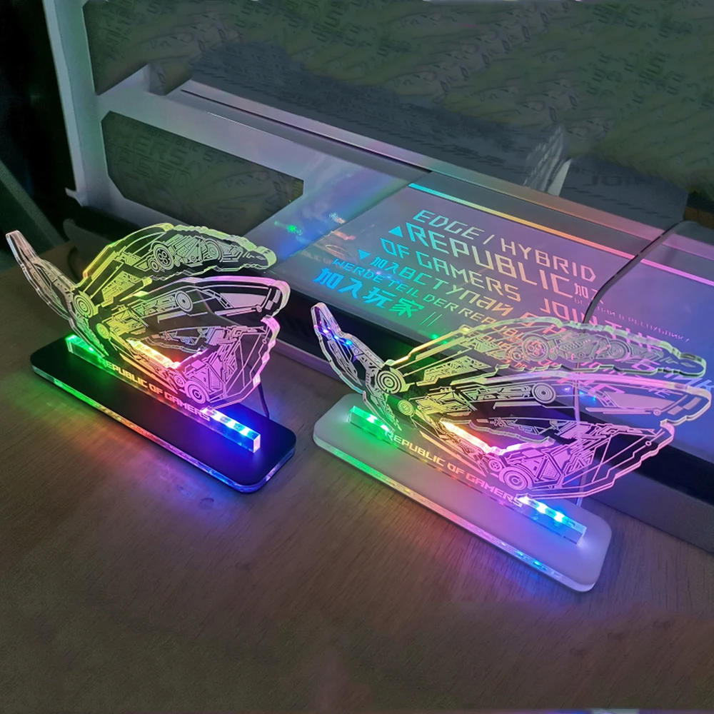 A-RGB ROG Figure Belief Ornaments Republic of Gamers 5V3PIN LED Rainbow Lighting AURA SYNC Gamer Cabinet Acrylic Lighting Base