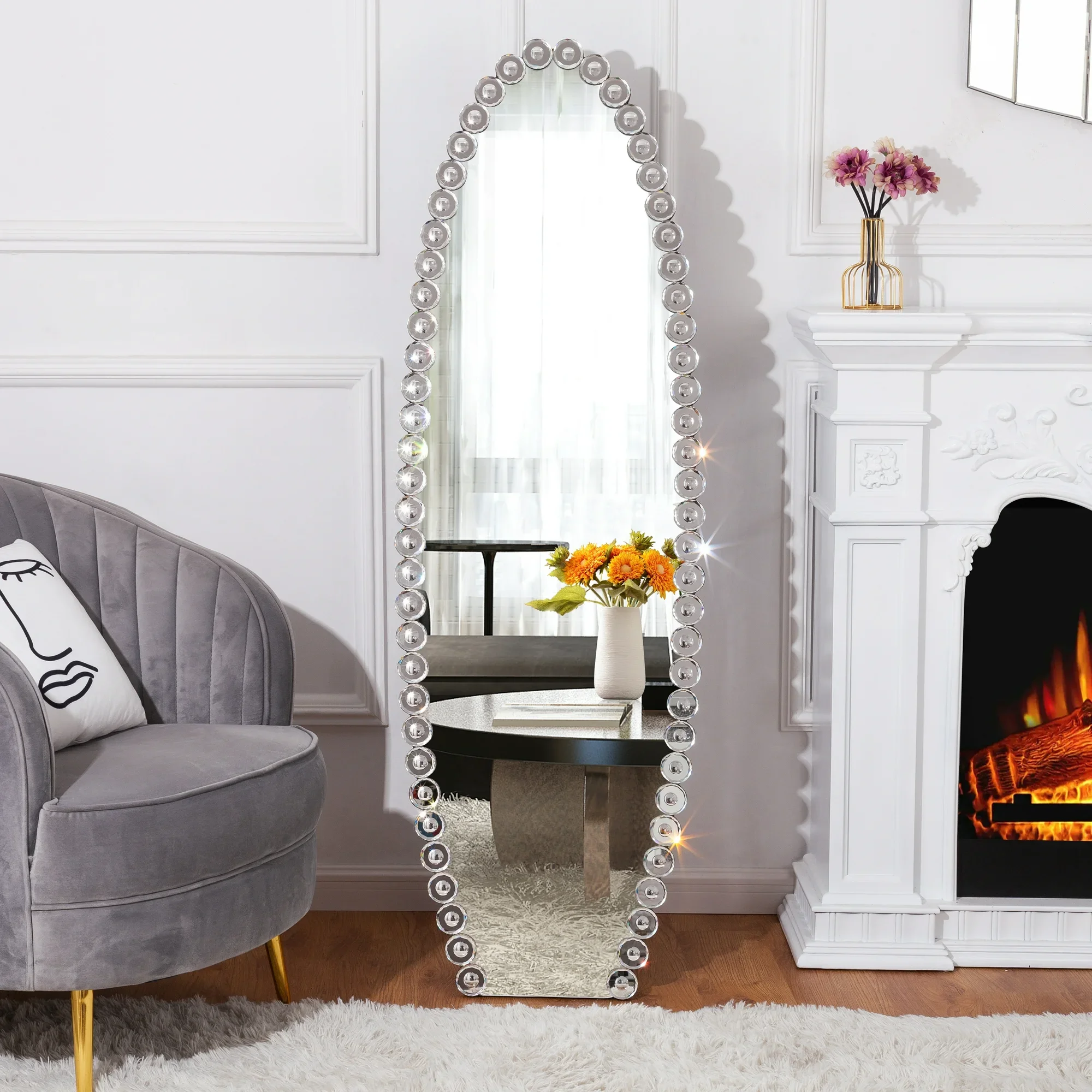 クリスタル全身鏡 スタンド付き