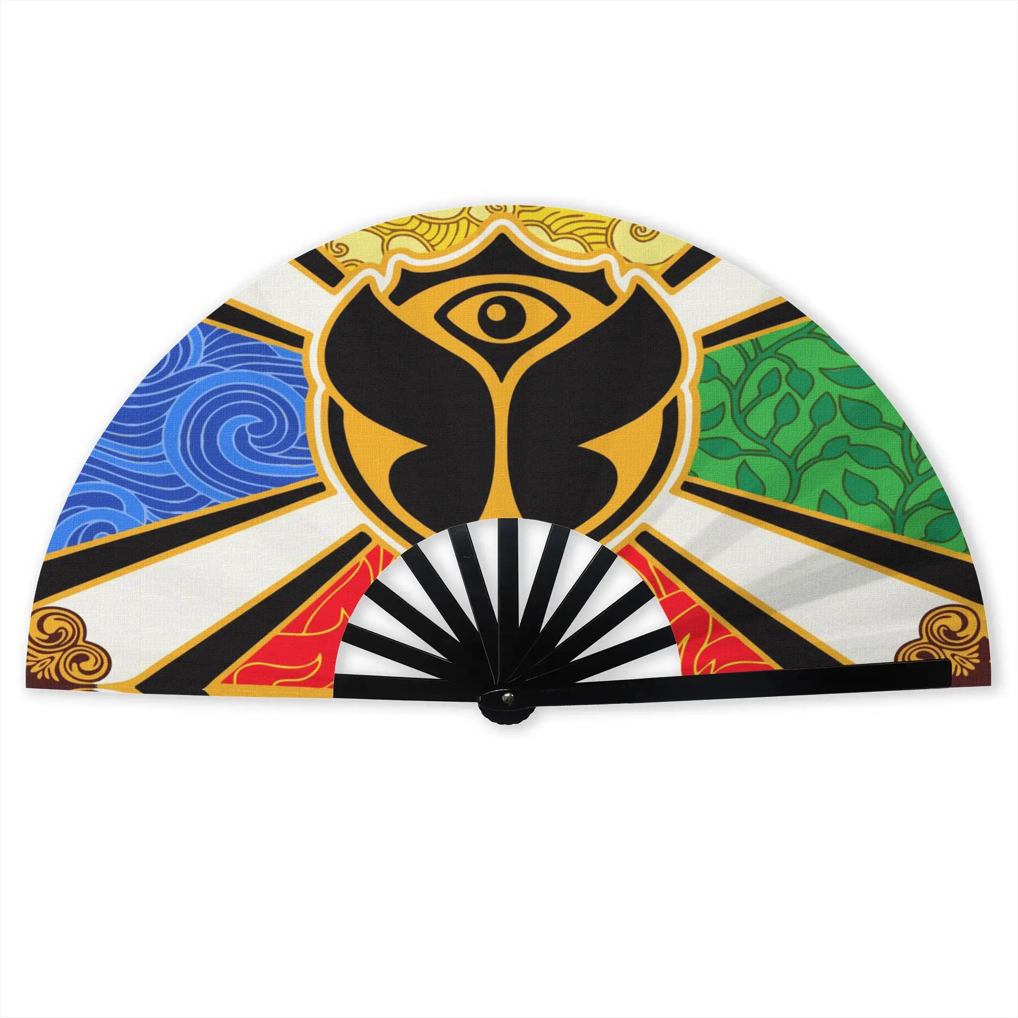 Tomorrowland Flag Stylish Hand Fan Unisex  Printed Polyester Fan Trendy Costume Prop Folding Fans For Wedding Party Gift