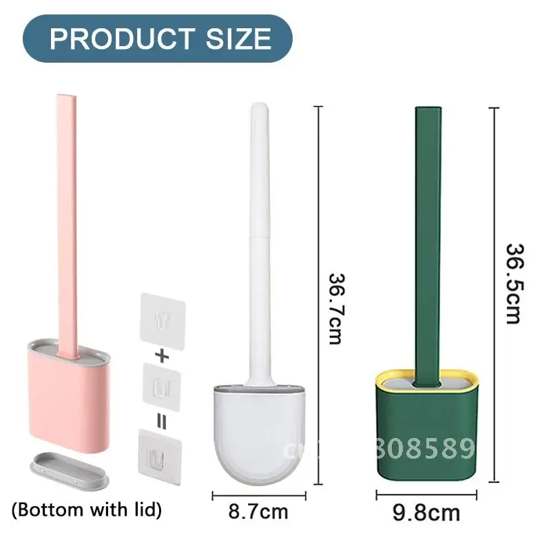 

Toilet Brush Silicone Wc Cleaner Toilet Brush No Dead Toilet Cleaning Brush Flat Head Flexible Soft Bristles Brush With Holder