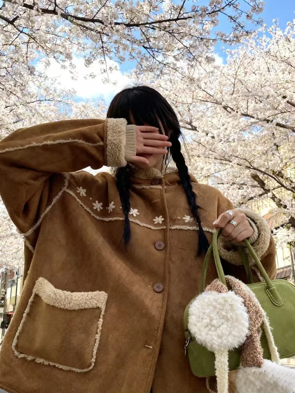 الرجعية المطرزة الفراء ort Jaet المرأة الشتاء فضفاضة الدافئة السائق الجلد المدبوغ معطف الكورية Sle الدفء طول ort Sle #5