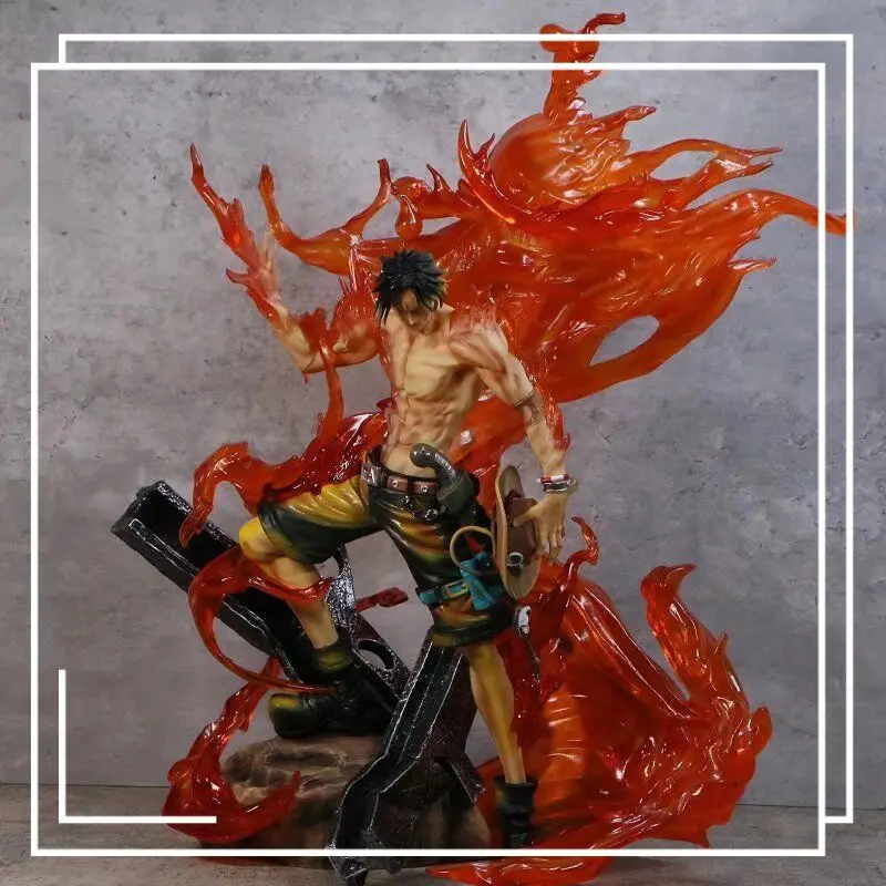 

Bandai One Piece GK Singularity Ace Super Giant Size 50 см Fire God Flame Fist Светодиодная подсветка Статуя Коллекционная модель