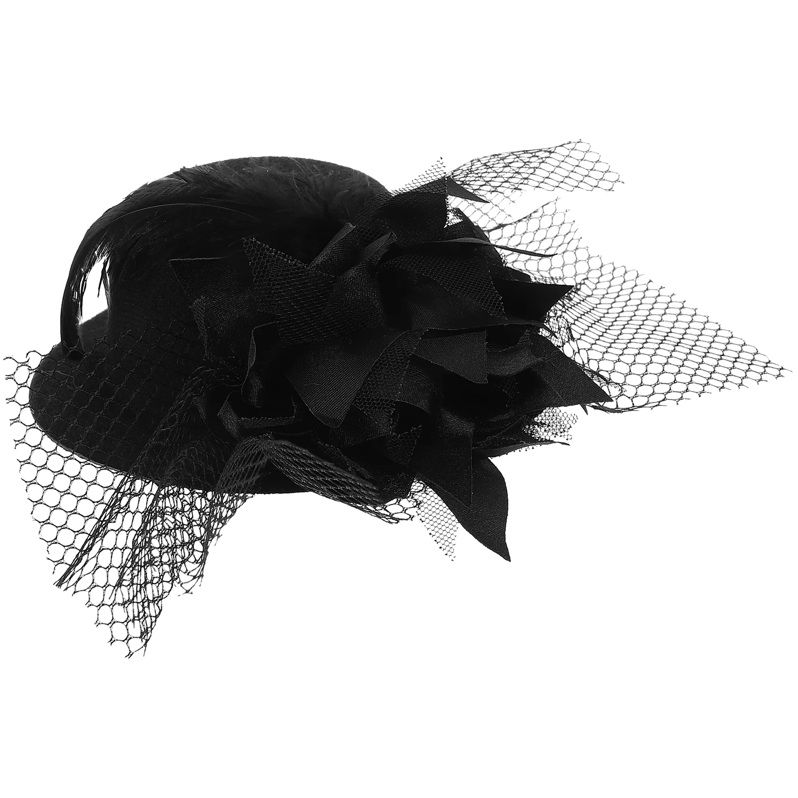 Casual Wear Hair Accessory Flower Decorated Clip Mini Top Hat Fascinator Camouflage Headgear Fancy Dress Black