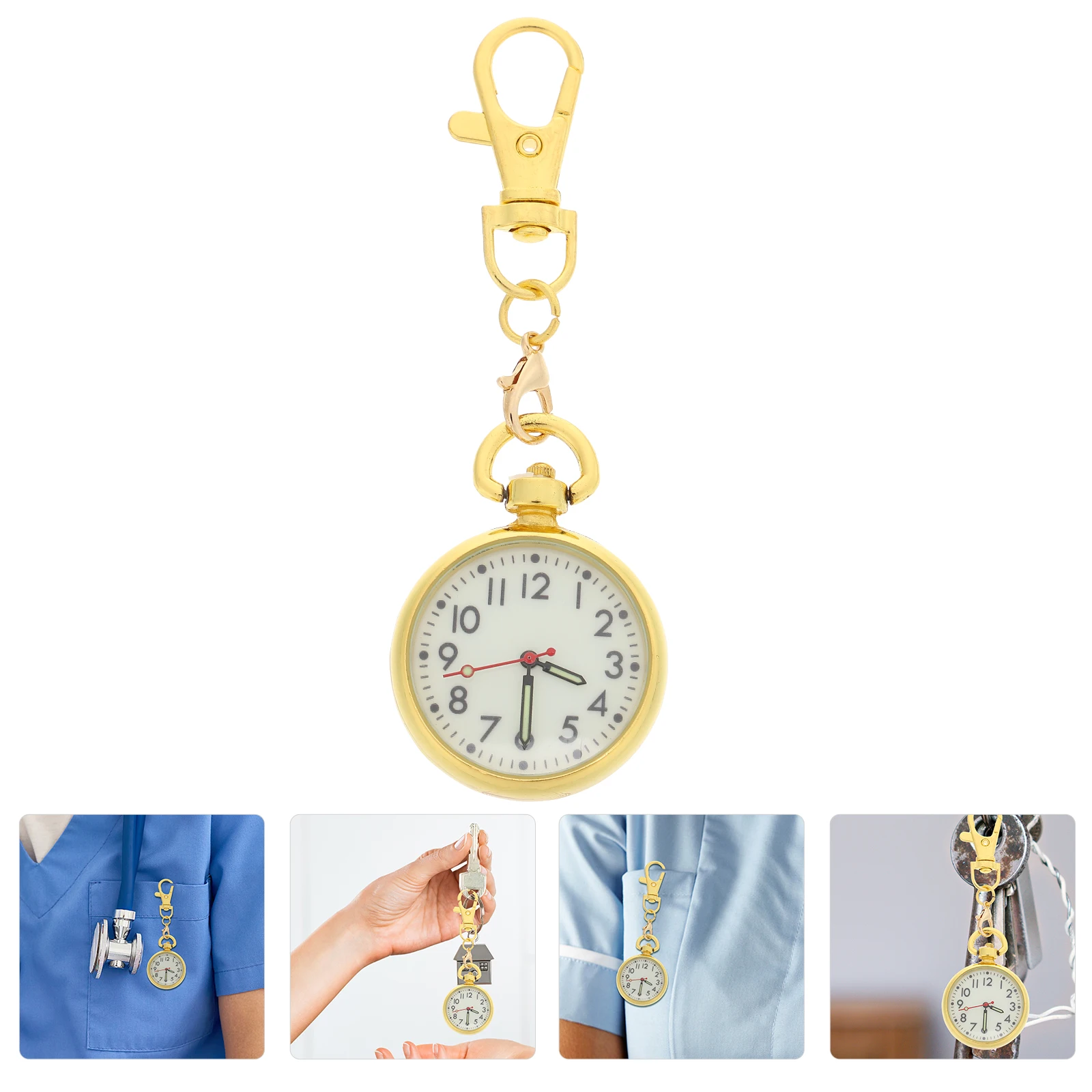 

Luminous Nurse Night Glow Pocket Chest Keychain Buckle Design Hanging Watch For Nurses Clip On Durable Large Clear