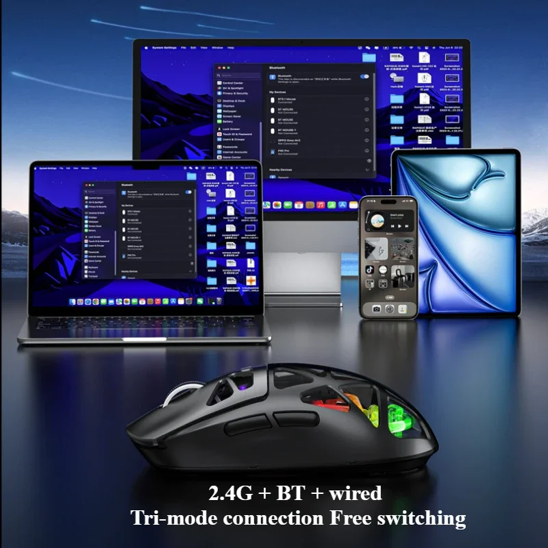 Tri-Mode-Gaming-Maus, Punk, mechanisch, Bluetooth, kabelloses Laden, leichte Anpassung, 4000-DPI-Computerperipheriegeräte